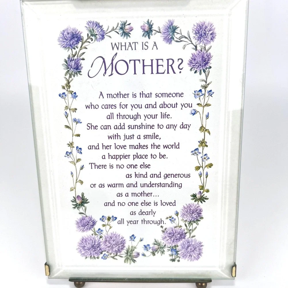 Vintage Summit Collection Mothers Poem Frame Music Box Love Makes World Go Round